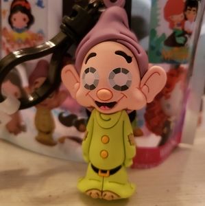 Disney Princess Keychain Snow White Dopey Dwarf with Diamond Eyes Mining Cute!